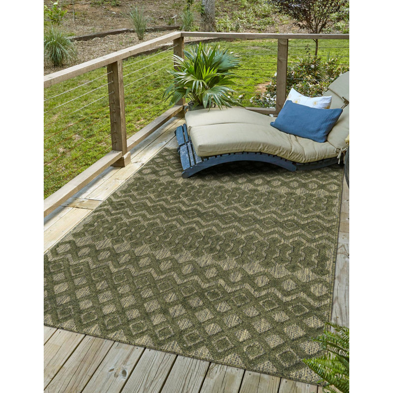 Grise Geometric Indoor / Outdoor Rug, Rectangle 4' x 6'