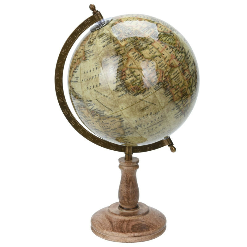 Wood Tabletop Globe, Brown