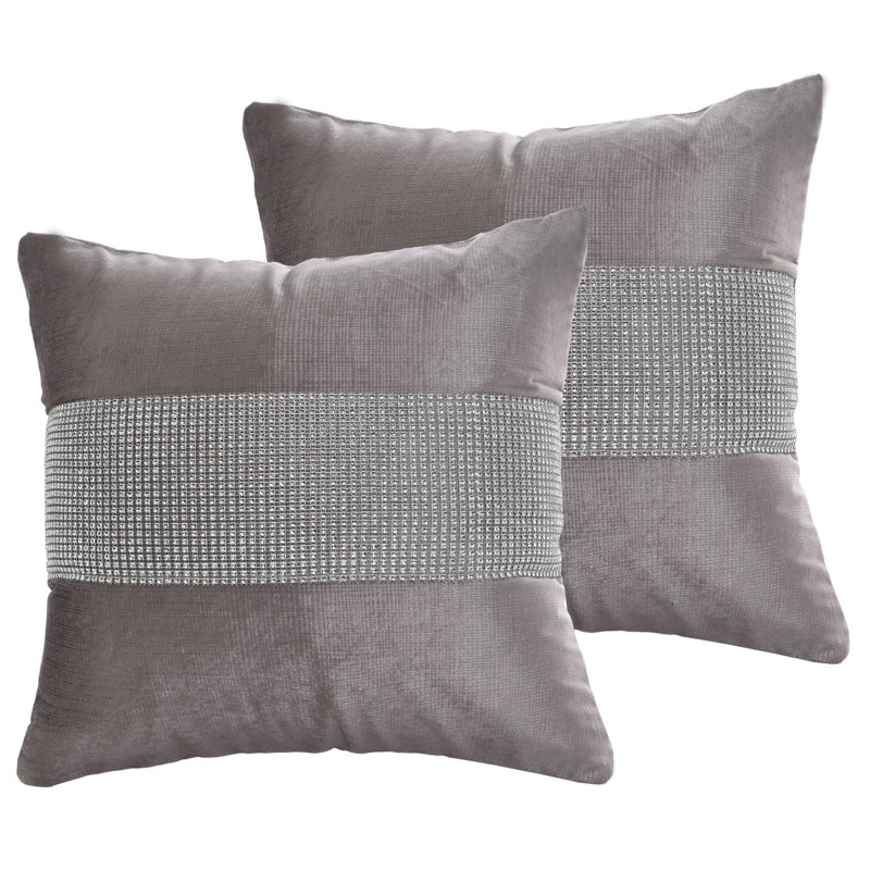 Alsen Striped Square Throw Cushion Cover, 43 H x 43 W x 4 D cm, Silver