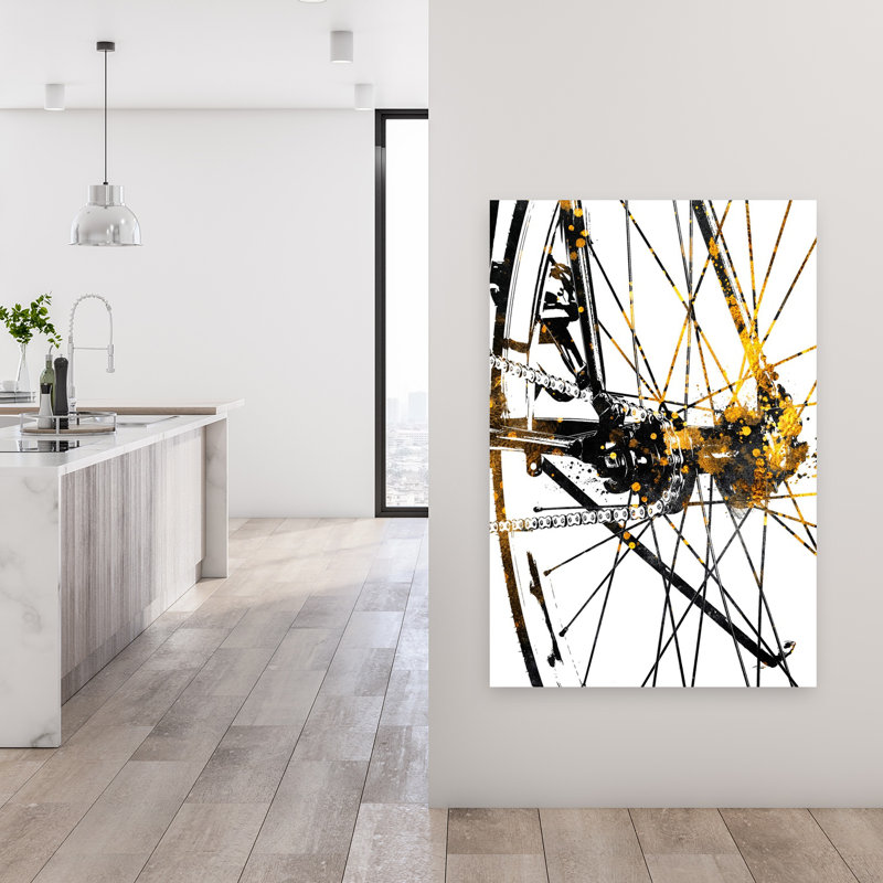 Art mural abstrait doré, 48" H x 32" W