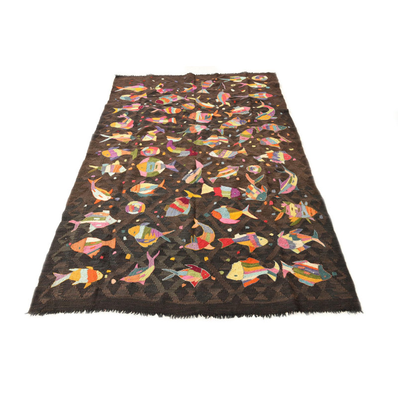 Tapis brun 5 po x 8 po Poe