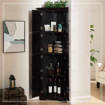 Corner Kitchen Pantry Storage Cabinet with 8 Doors and Shelves, Ideal for Maximizing Space and Organizing Essentials in Any Room