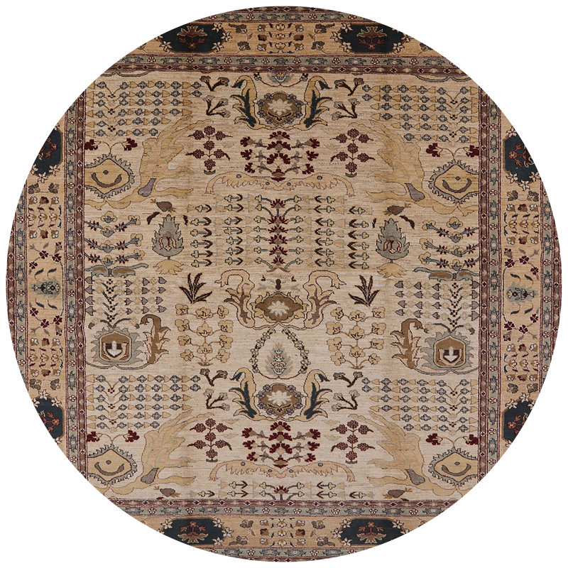 Tapis oriental beige / brun, Rond 7 pi