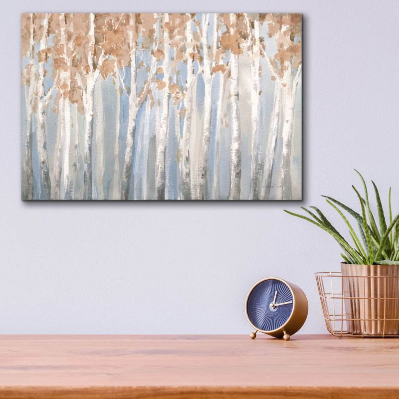 «Fall Birches» par Danhui Nai, art mural en verre acrylique, H 12 po x l 16 po x P 0,13 po