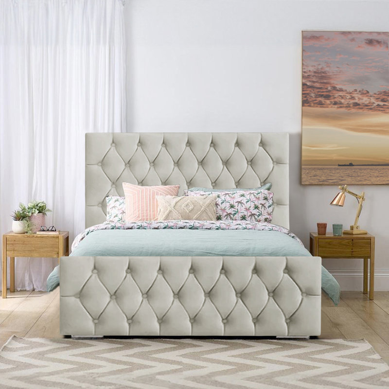 Bollman Upholstered Bed, Double (4'6), Silver