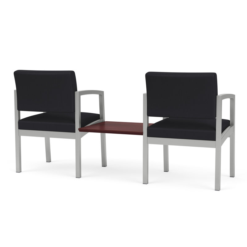 Structure tandem 2 places avec table centrale en acier Lenox, Noir Patriot Plus - nettoyez le vinyle avec un lin