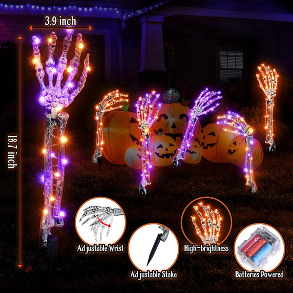 Ziloes 5 Pack Halloween Zombie Hands Pathway Lights, Battery