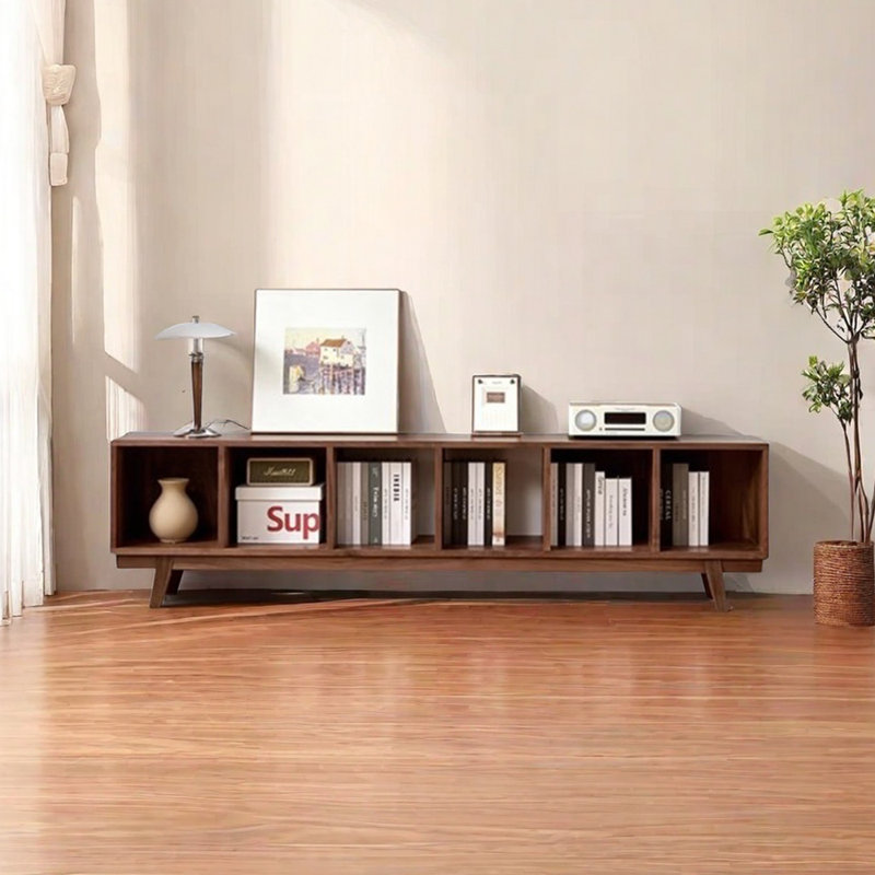 Meuble télé simple en bois massif de style ouvert