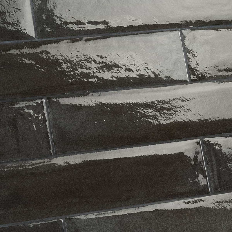 Paint 3x16 Glossy Porcelain Tile, Nero Black