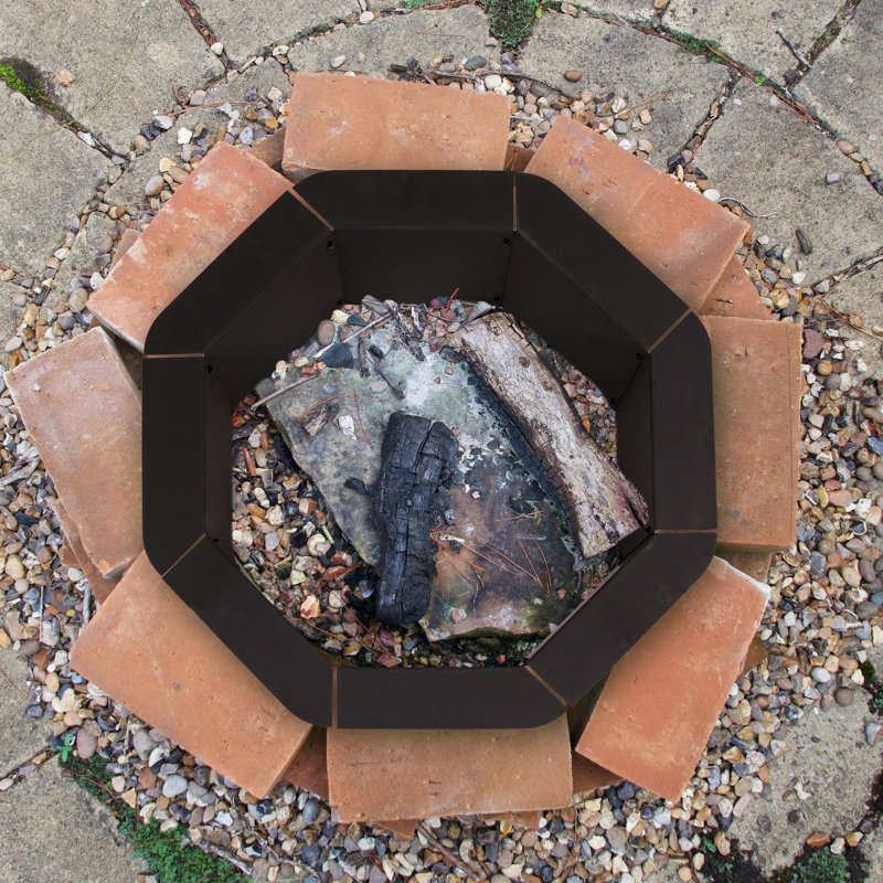 38" Black Steel Octagonal Wood-Burning Fire Pit Ring