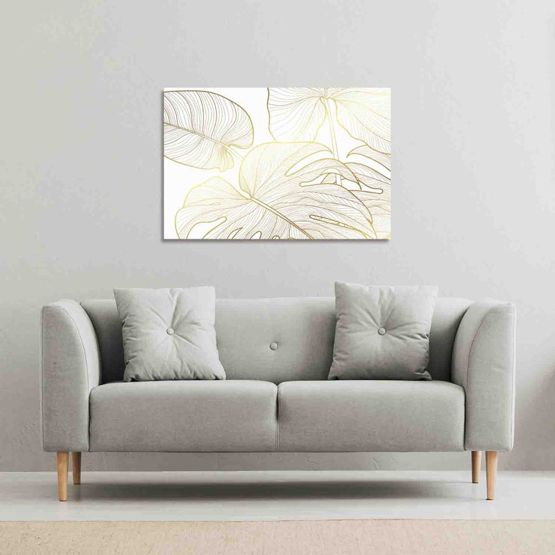 Golden Botanical Line Art by Andrew Lee - Wrapped Canvas Print, 41cm H x 61cm W x 4cm D