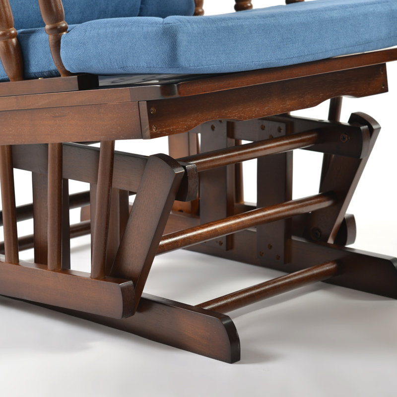 Chaise berçante et repose-pieds Azariyah Konfor, Bleu, Walnut