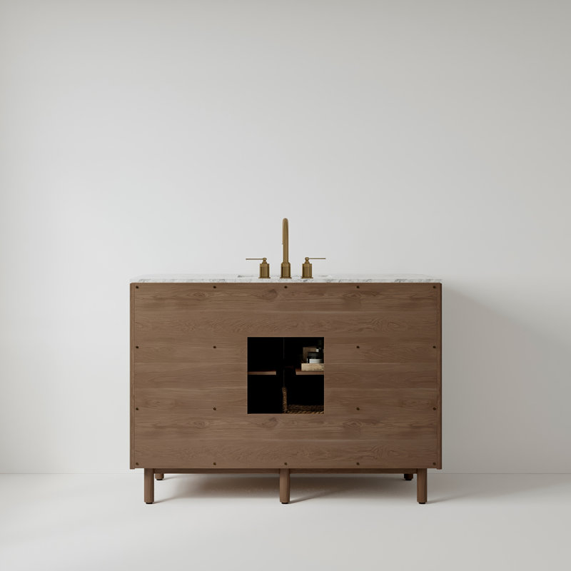 Kensington 48" Bathroom Vanity in Fluted Birch, Brown Reeded Birch