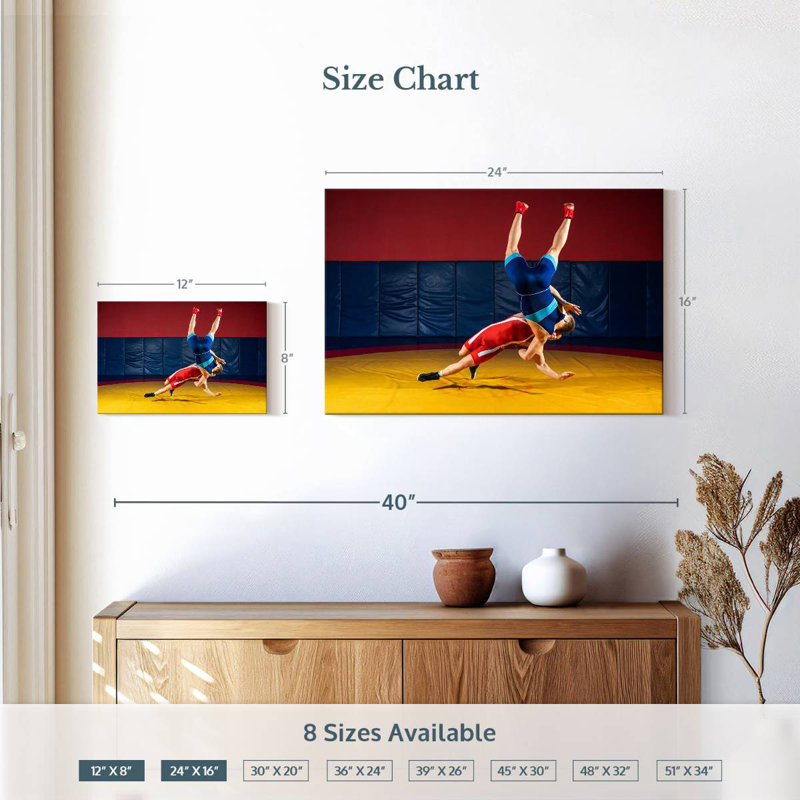 Athletic Wrestling, 16" H x 24" W