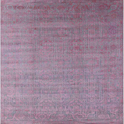 Tapis floral mauve / gris