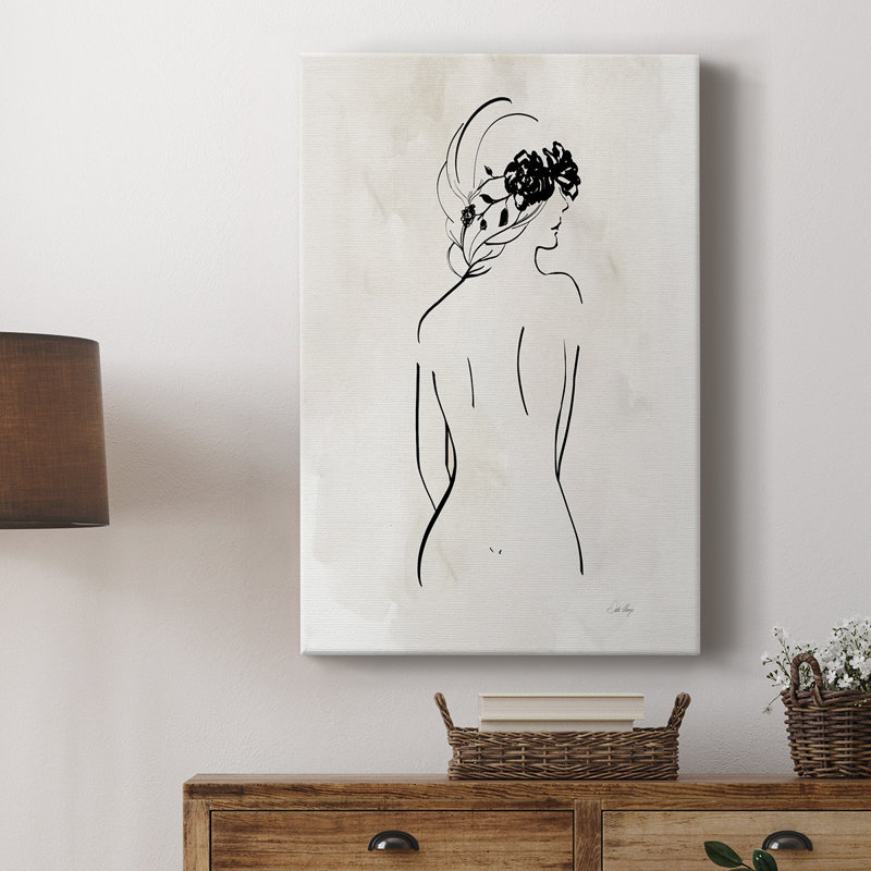 Dessin au trait romantique I - galerie Cavas sur mesure, H 27 po x l 18 po