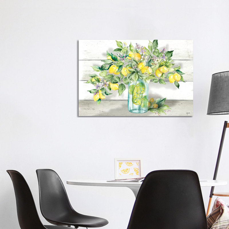 Lemons In Mason Jar Landscape - Wrapped Canvas Painting, 101.6 cm H x 66.04 cm W x 3.175 cm D