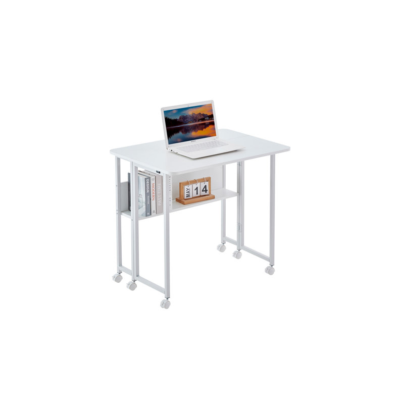 Petit bureau pliable pliable pour les petits espaces, bureau d'écriture 31,5 pouces pour bureau, bureau à la maison pliable pour chambre 80 * 58, blanc