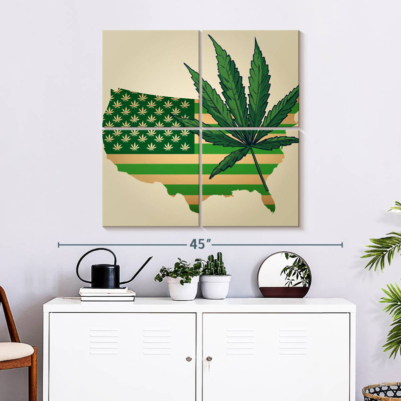 Marijuana Leaf USA Map