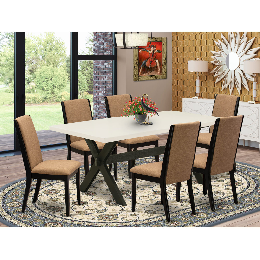 6 - Person Acacia Solid Wood Dining Set Red Barrel Studio® Table Top 
