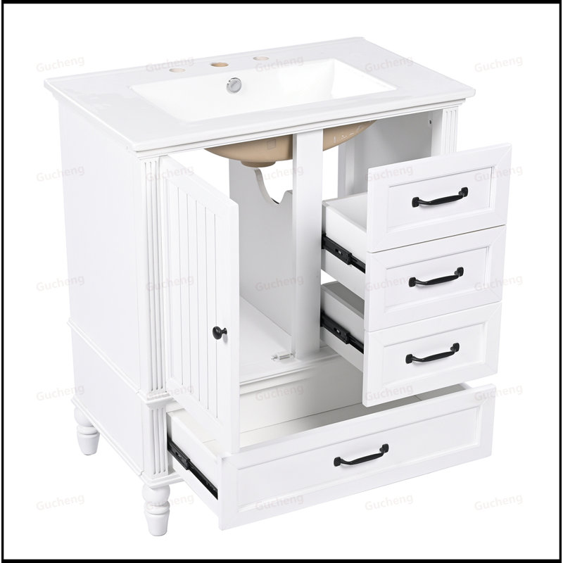 Armoire de meuble-lavabo 30 po avec lavabo, White