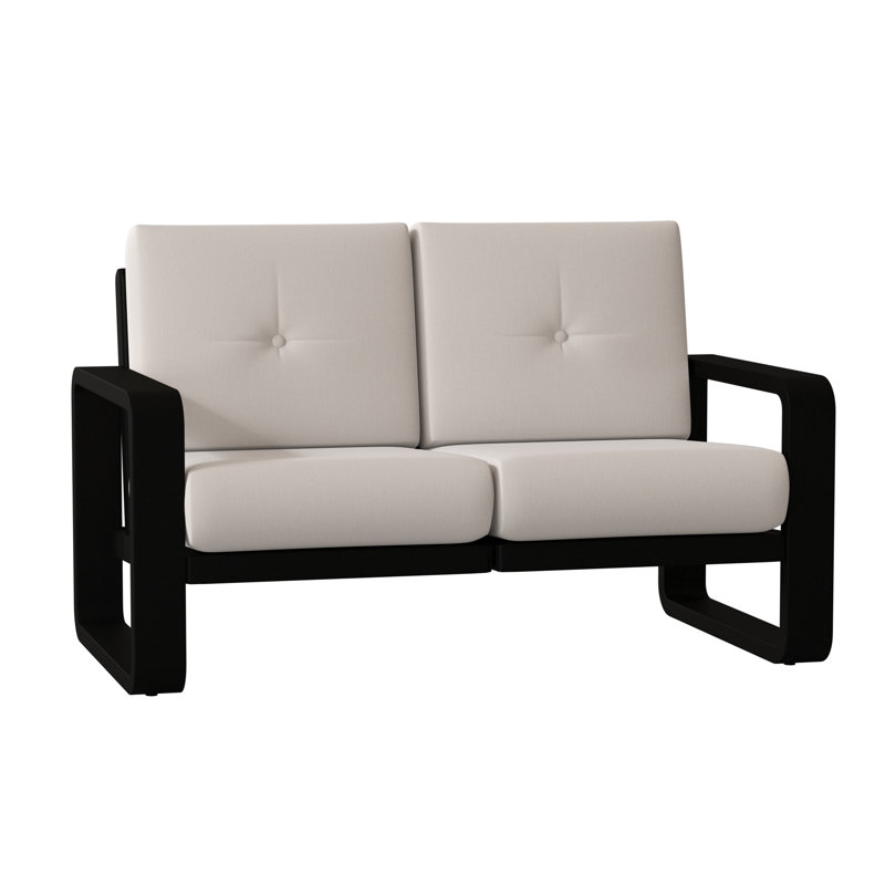 Causeuse de 58,5 po de large Vale, Toile toile Sunbrella® Bird's Eye, Noir texturé