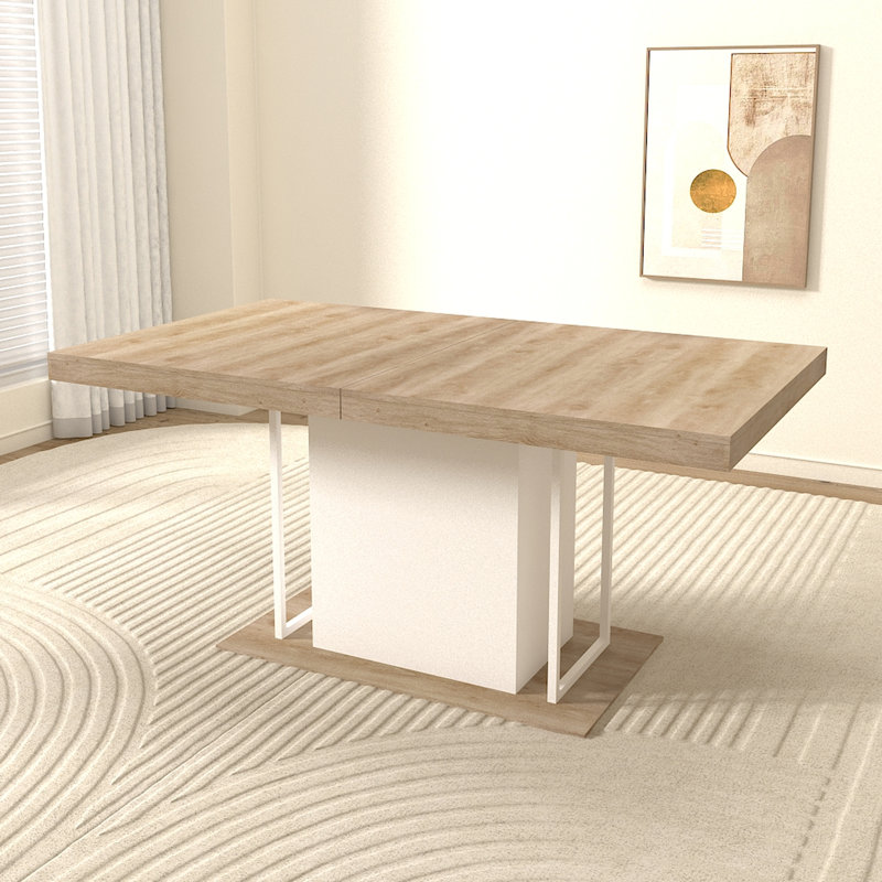 Table de salle à manger extensible, 160 à 200 cm, saveur de bois vieilli, 6 à 10 sièges, chêne blanc, impression de couleur unie, Occupants, robuste