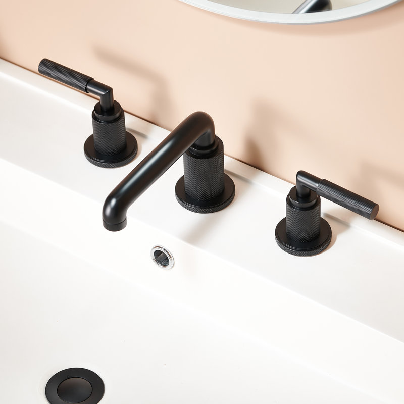 Robinet pour salle de bain à poignée large, Noir mat