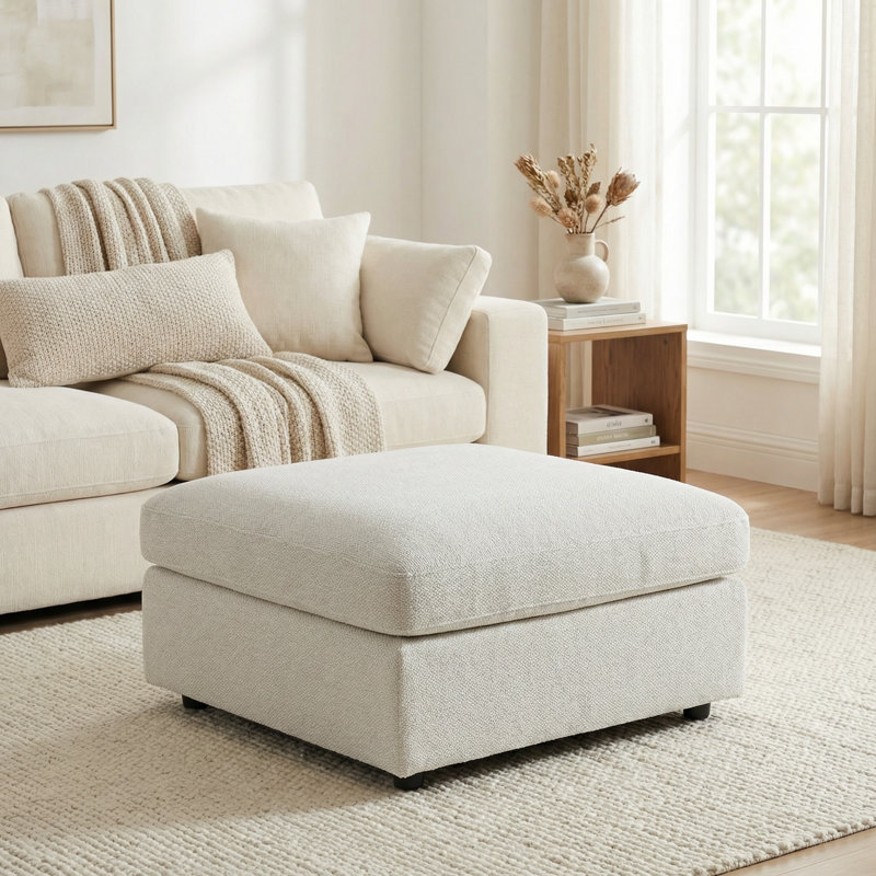 31'' Wide Oversized Ottoman , Beige