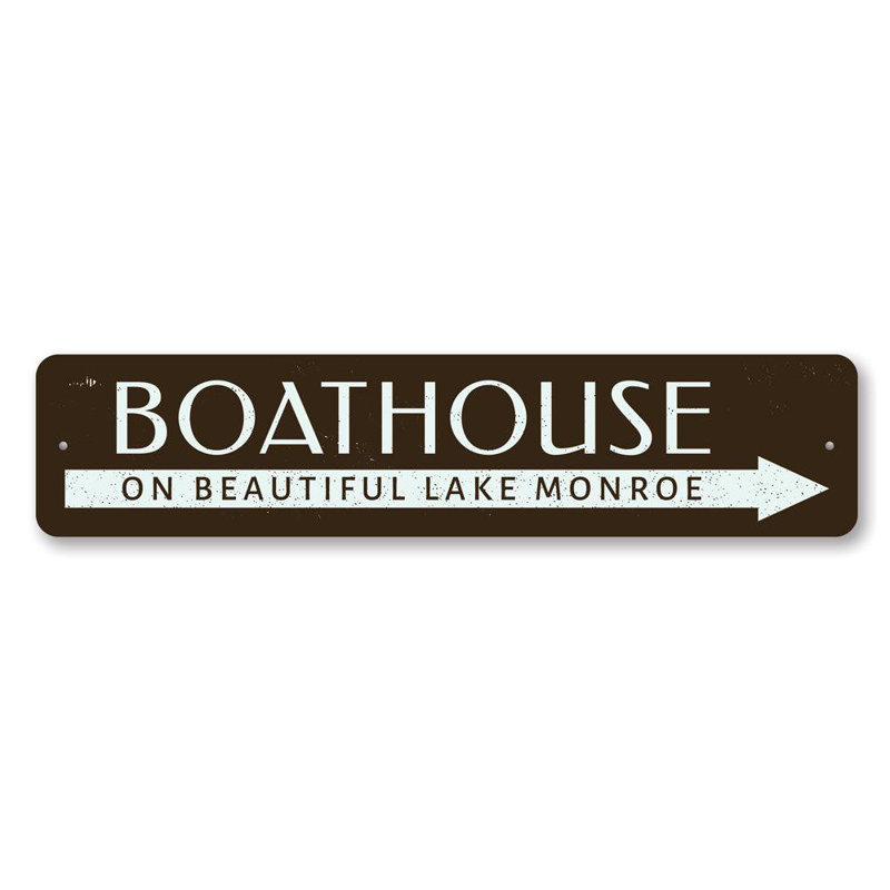 Enseigne en aluminium personnalisée Boat House Lake, H 6 po x l 24 po x P 0,063 po