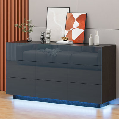 Commode 9 tiroirs lustrée 55,1 po Kimbereley