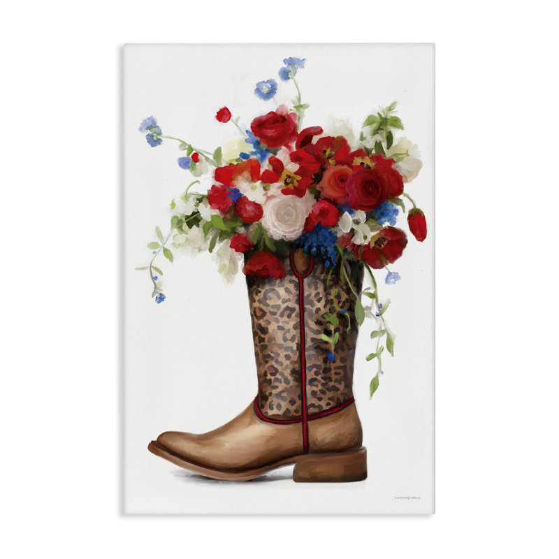«Patriotic Roses in Cowgirl Boot», art mural par Kamdon Kreations, H 24 po x l 16 po