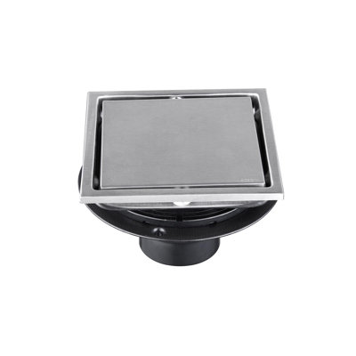 Square Shower Floor Drain 6 x 6 x 2 In Stainless Steel Single Piece Bathroom Floor Drain Brushed Nickel with Reversible Tile Insert Cover
