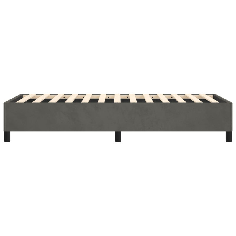 Box Spring Bed Frame Dark Grey Twin XL Velvet , Dark Gray, Twin XL