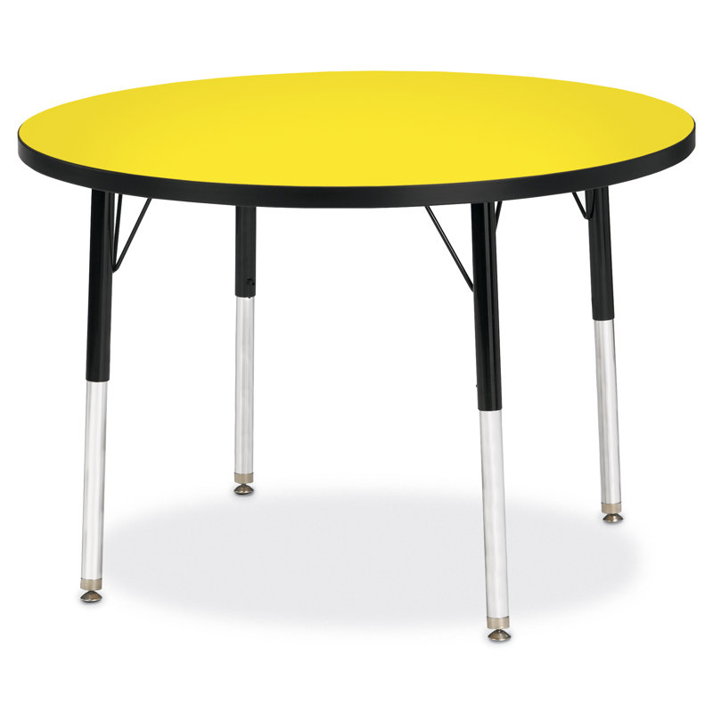Adjustable Height Round Activity Table with Red Edge