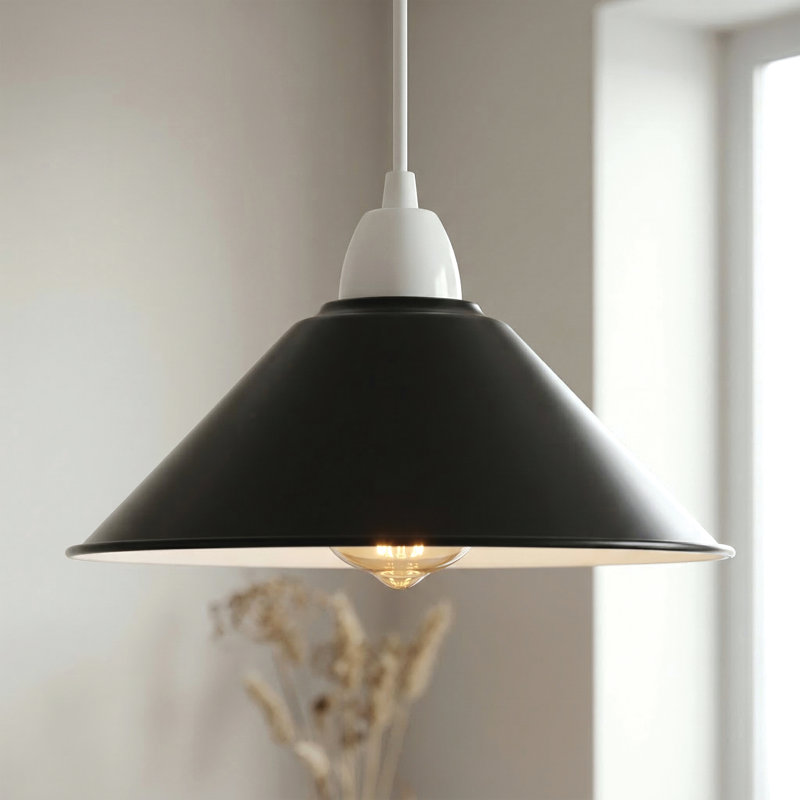 10cm H Metal Cone Lamp Shade, Black/White