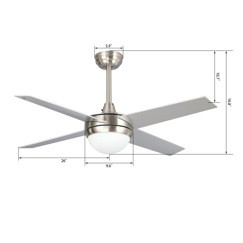 52-Inch Smart Ceiling Fan With LED Light Kit & Wall Control, Works With Alexa/Google Home/Siri, Indoor, Silver, 52" Wide