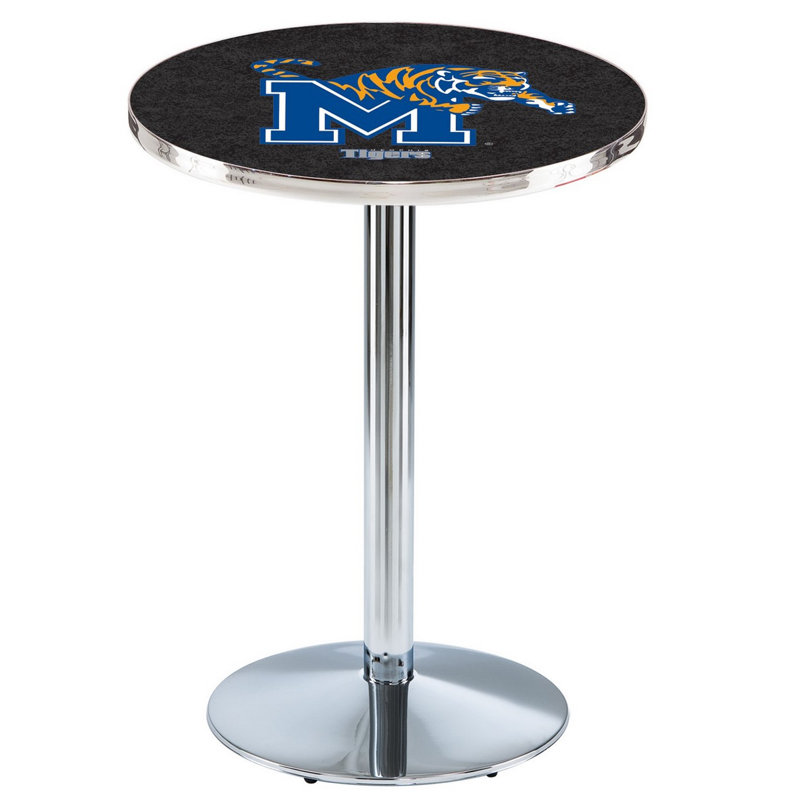 Round Metal Base Dining Table, University of Memphis, Chrome