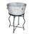 Large Beverage Tub with Stand - 21” Galvanized Ice Bucket with Wooden Handles and Built-In Bottle Opener - Drink Tub for Indoor or Outdoor Entertaining, Parties, and Events