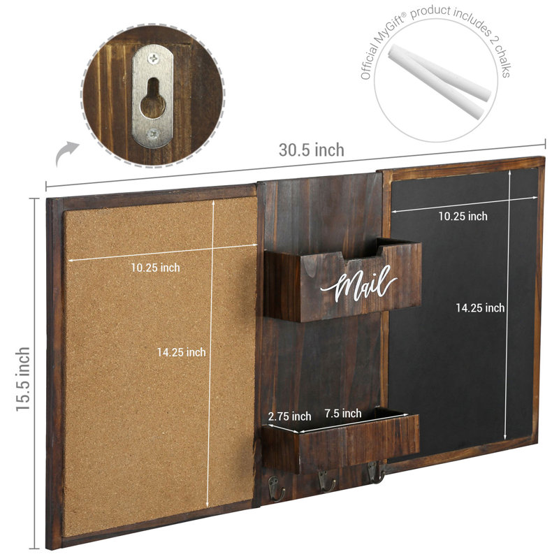 Wall Mounted Entryway Organiser Rack With Chalkboard