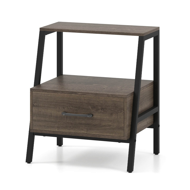 1 table de chevet à 3 niveaux avec tablette ouverte