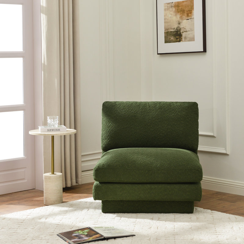 Fauteuil de chambre rembourré 34 po Woolf, Boucle verte