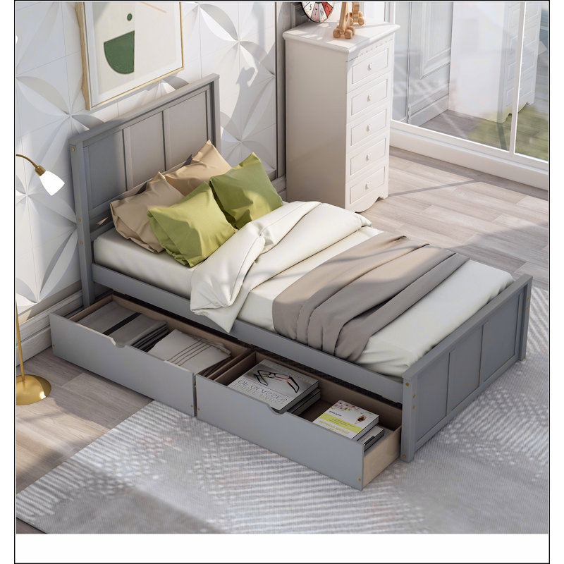 Platform Storage Bed, Grey