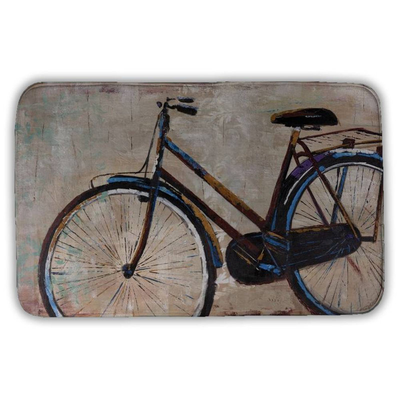 Industrial bicycle Bath Mat with Non-Slip Backing - Quick Dry Memory Foam Bathroom Rug - Absorbent - Modern Plush Spa-Style - Machine Washable