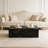39.3" Black Marble Texture MDF Coffee Table, Luxurious Rectangular Accent Table For Living Room, Stylish & Durable Centerpiece-1612919197