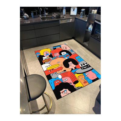 Personnages de dessins animés à motif de tapis tissés à base et de tapis lavables