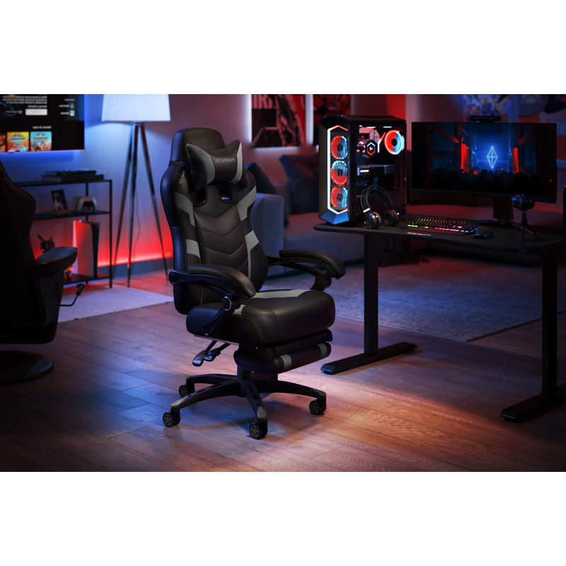 Gray Ergonomic Reclining Gaming Chair with Footrest and Armrests