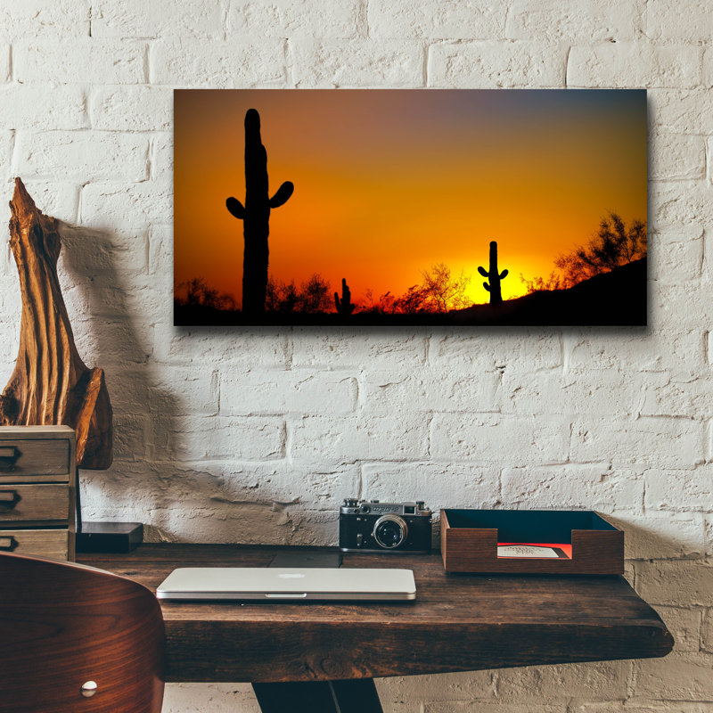 «Desert Sunset» par Jonathan Ross, art mural en verre acrylique, H 12 po x l 24 po