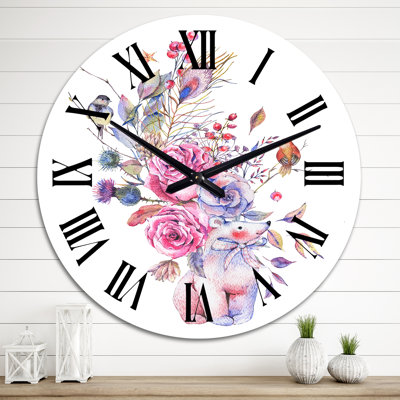 Horloge murale traditionnelle bleue et rose