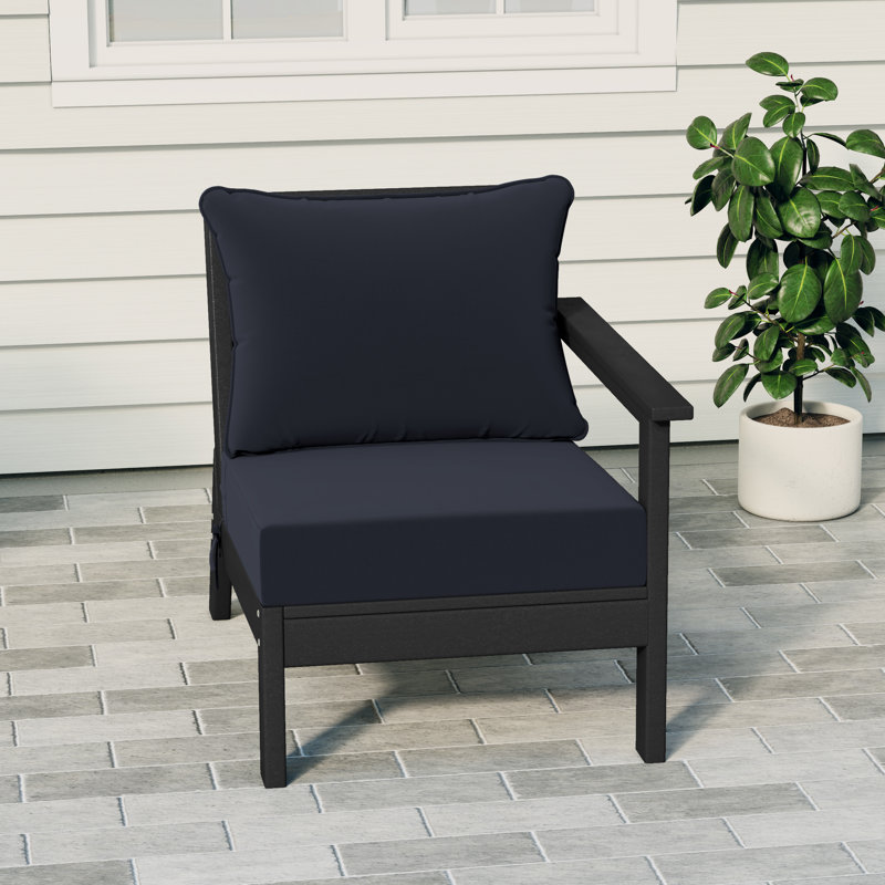 Fauteuil à assise profonde avec coussins profonds, Navy Blue, Noir, noir, noir, noir